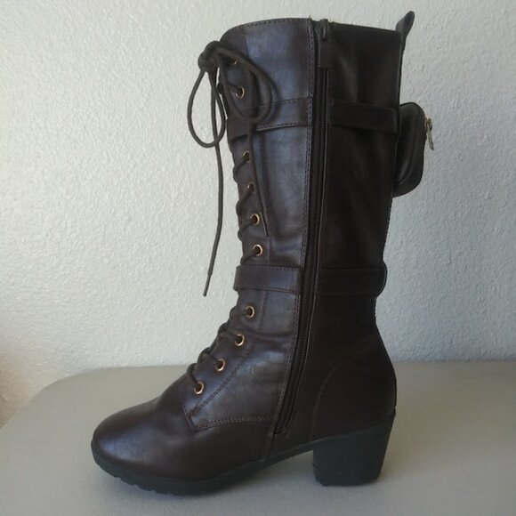 Link girls size 4 (equivalent to 5.5 women's shoes) dark brown high heel boot - Picture 5 of 15